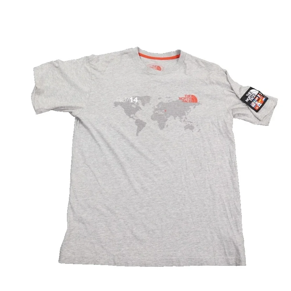 The North Face‎ RU14 Sochi 2014 Olympic Flag Shirt Mens Medium Gray Map Tee